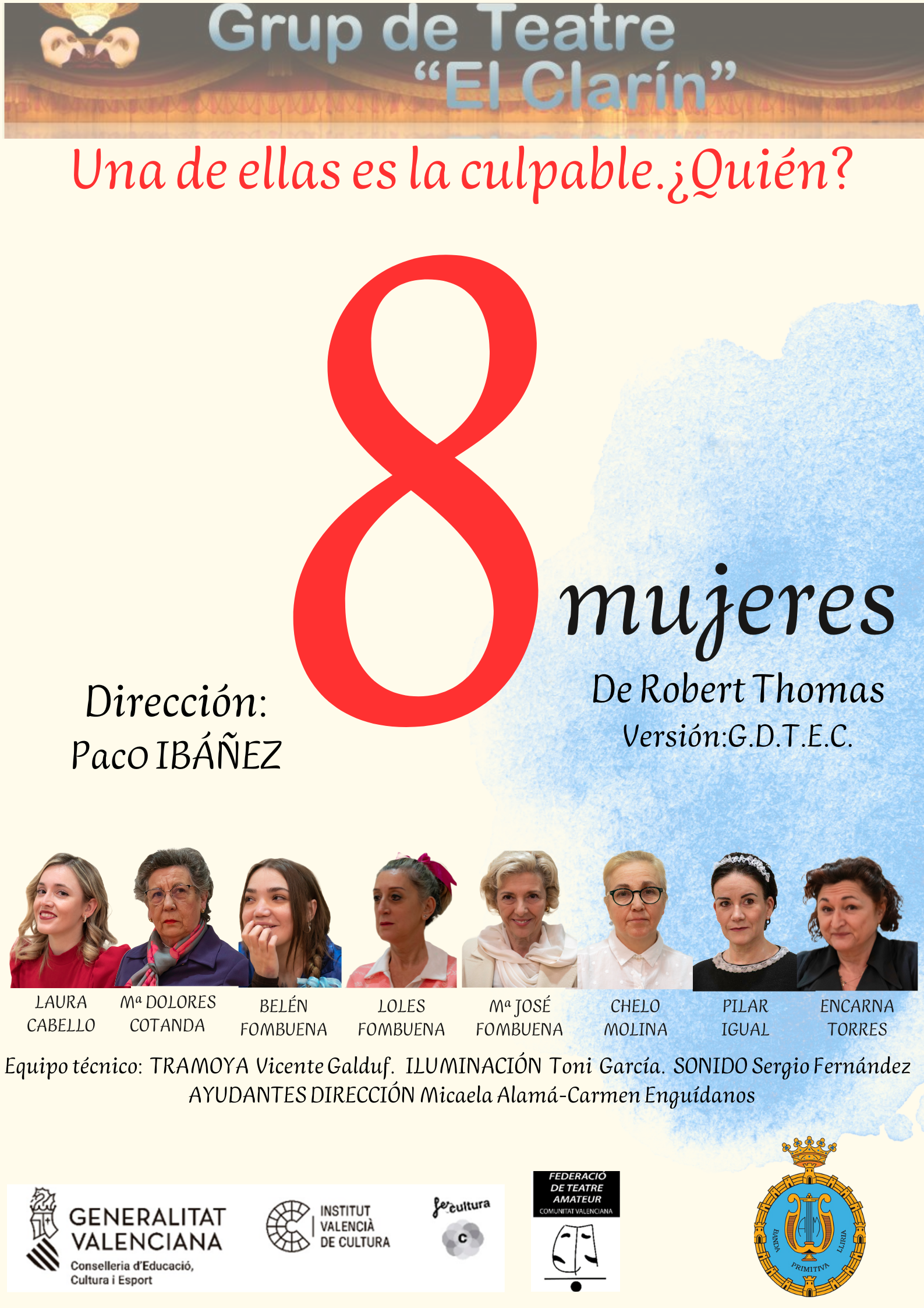 En 1950, en una mansión a las afueras de una ciudad, ocho mujeres se preparan para celebrar la fiesta de Navidad. Sin embargo, Marcel, el dueño, es asesinado de una cuchillada en la espalda. Las ocho mujeres presentes son sospechosas. A lo largo de la función se desvela que todas y cada una de ellas tenían motivo para ser la asesina. 8 mujeres es una comedia a la vez que misteriosa y rodeada de intrigas de principio a fin….