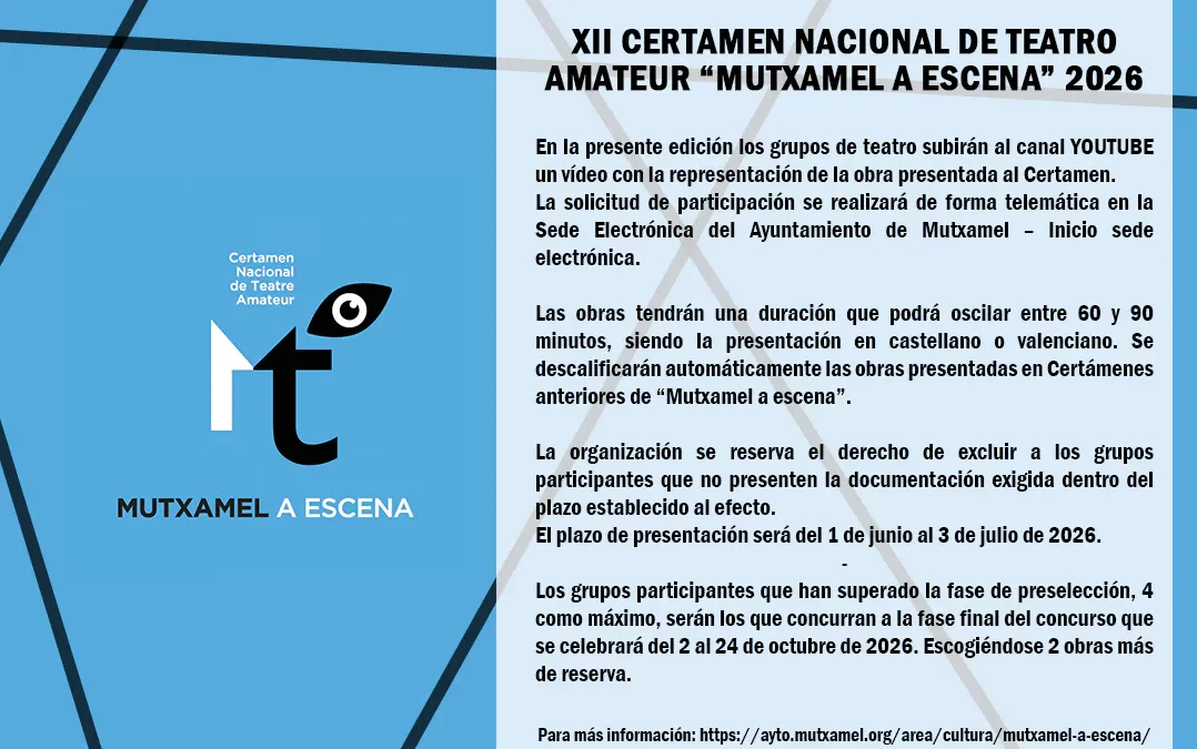  XII Certamen Nacional de Teatre Amateur «Mutxamel a Escena 2026»